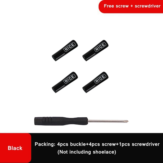 1 Pair No Tie Shoelace Elastic Shoelaces Leisure Sneakers Quick Flat Shoelaces Lazy Shoe Laces Nice Buckle Kids and Adult Unisex 4pcs black