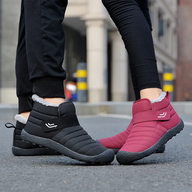 Мужские осенне-зимние ботинки; Плюшевые Теплые водонепроницаемые ботинки с амортизацией; удобный износостойкий светильник для мужчин и женщин