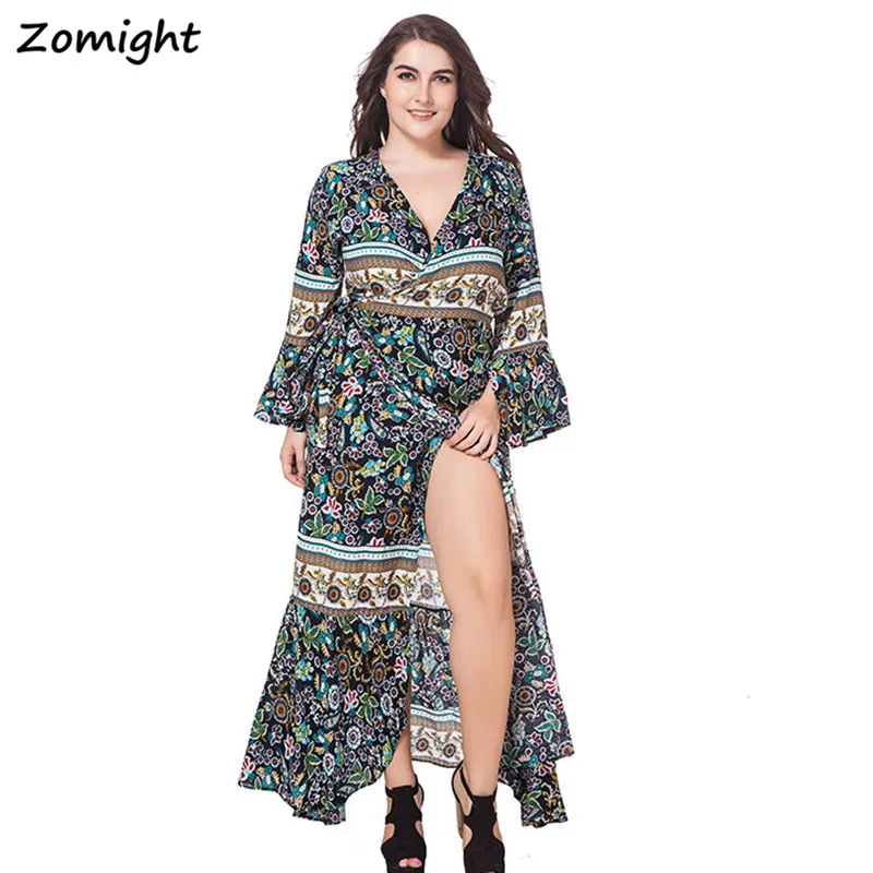 Size Women Boho Beach Dress Print Bohemian Long Dress Loose Maxi Dress Holiday Clothes Robe Femme - AliExpress