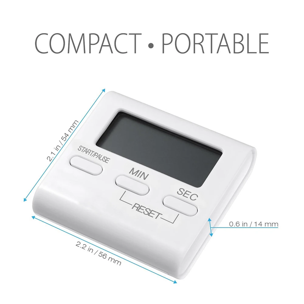 Digital Timer ABS Mini Alarm Durable Cooking Timer Cooking Alarm AAA White Magnet Consumer Electronics Kitchen Accessories