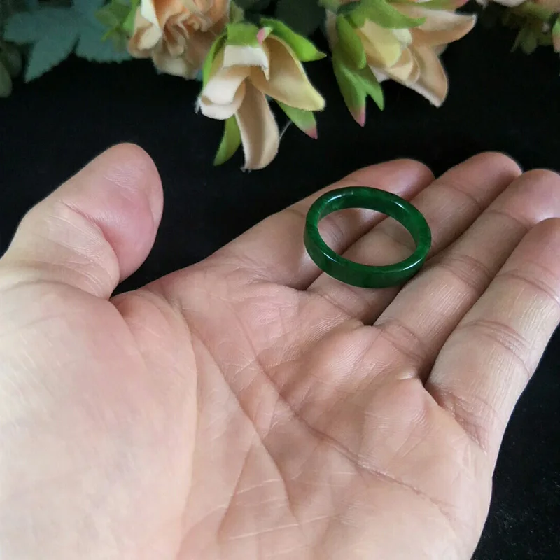 Нефритовое кольцо, натуральный бирманский нефрит, темно-зеленый, 22-23mmRing, ювелирное изделие, хорошее ювелирное изделие для мужчин и женщин, талисманы на удачу, зеленое кольцо, ювелирное изделие