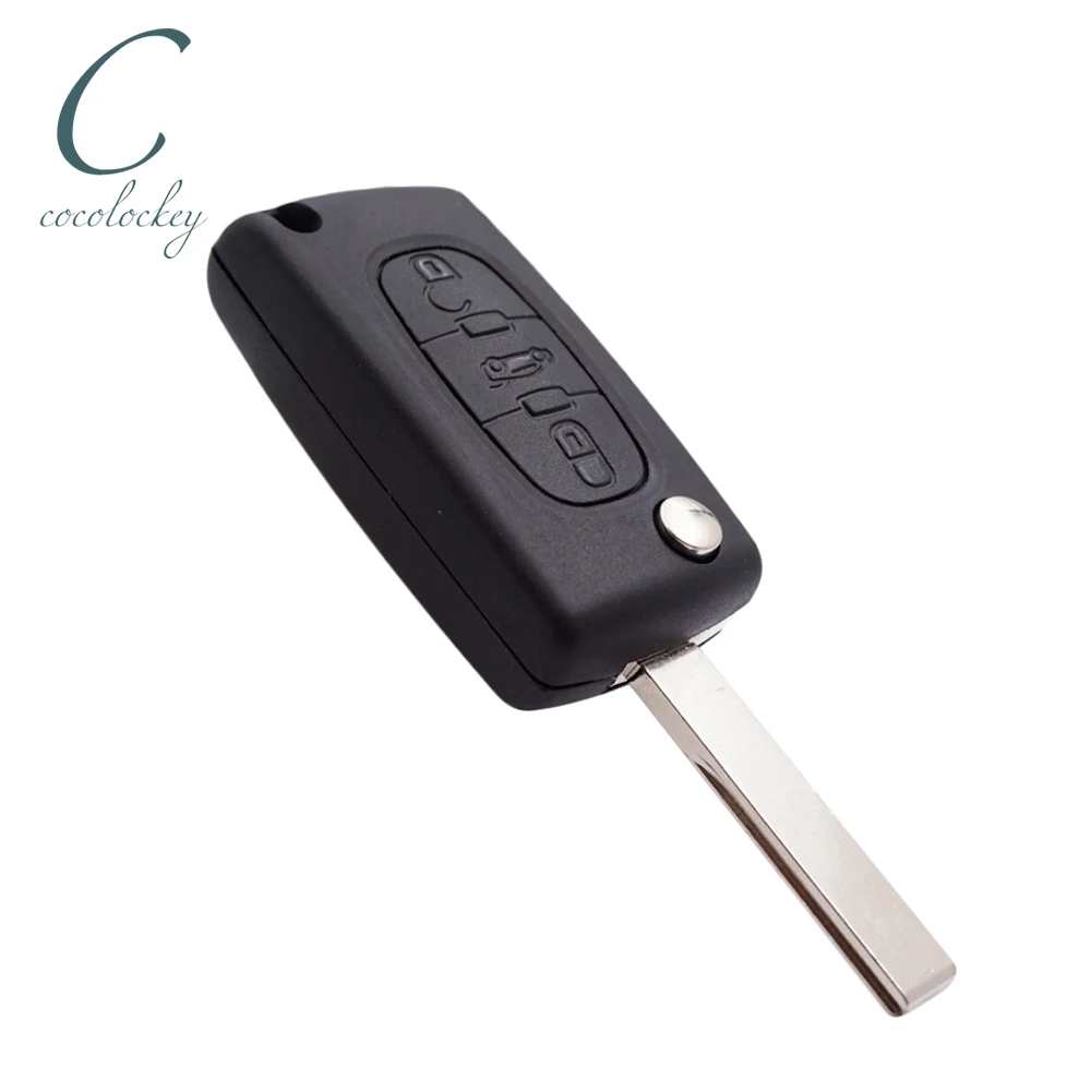 1pcs for PEUGEOT 207 307cc 308 407 SW 3 Button Remote Flip Key Fob Case Shell Cover HU83 Car  Stylings NO LOGO Cocolockey