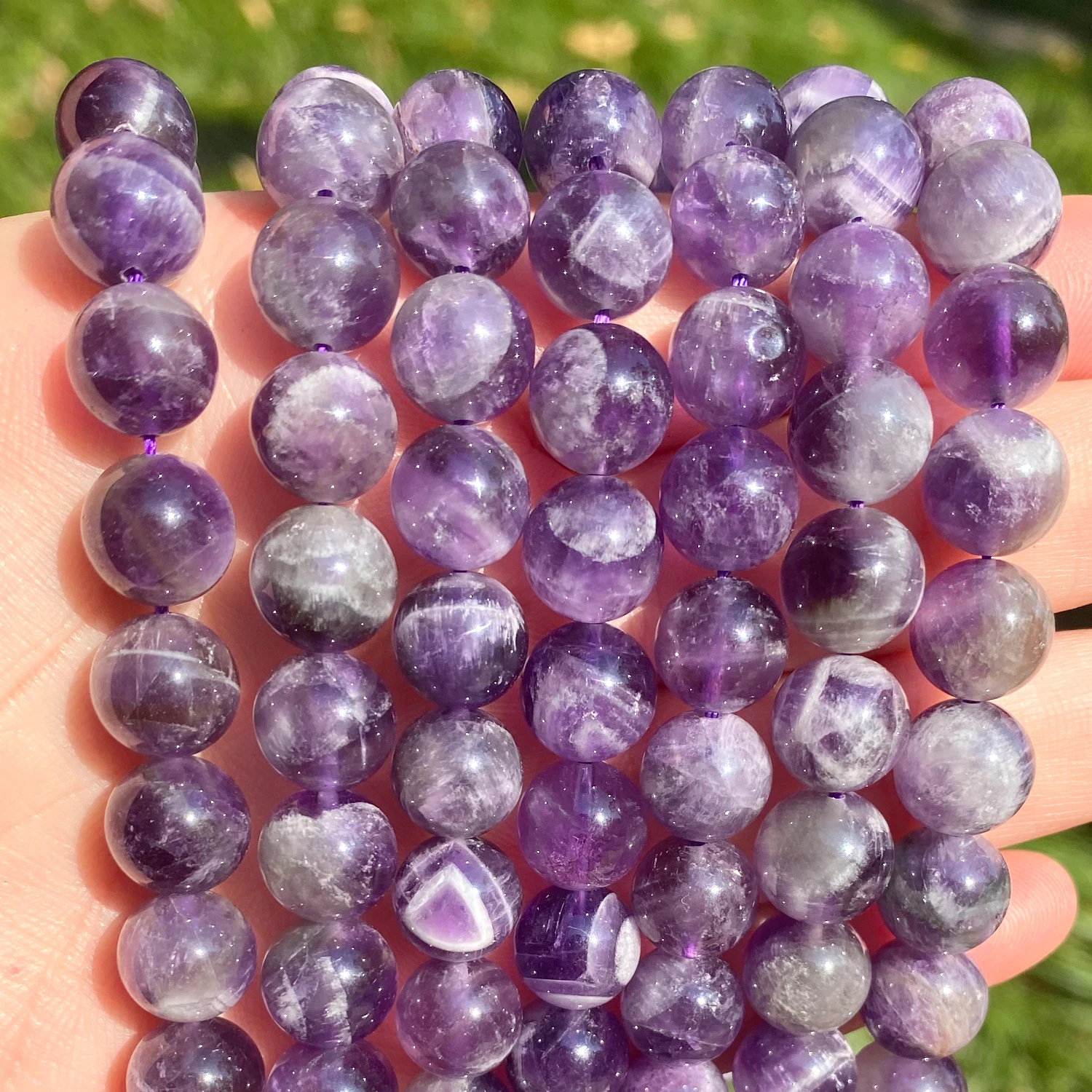 Natural Purple Amethyst Round Stone Beads For Jewelry Making Free Shipping 15"