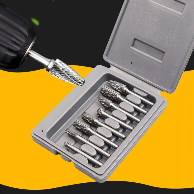 

8pcs 1/4'' Shank Double Cut Tungsten Carbide Rotary Burr Burs Bit for Die Grinder Drill Metal Wood Carving