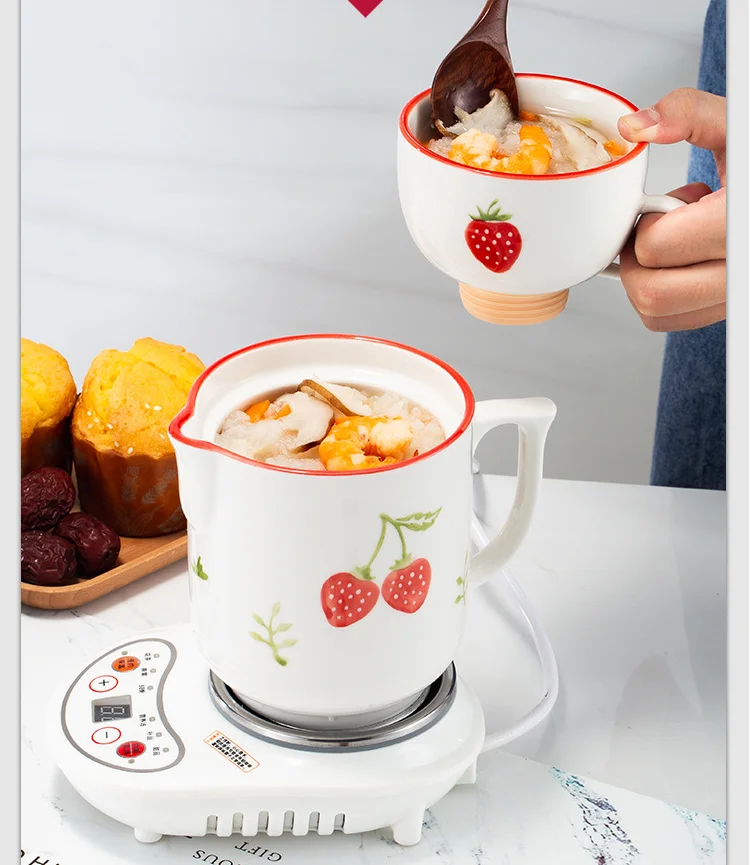 220V 600ML Ceramic/Glass Stewing Cooker Automatic Electric Slow Stewer Health Preserving Pot Tea Dessert Cooking Machine