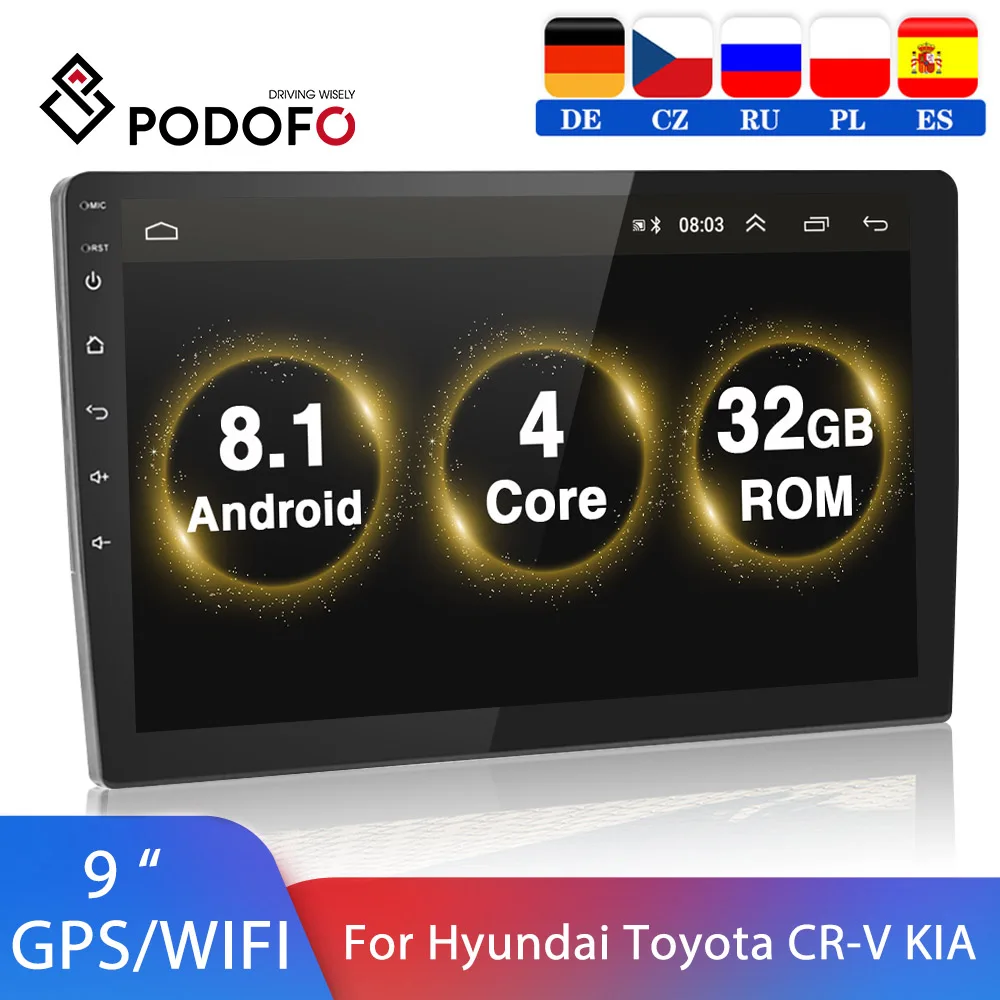 Автомобильный мультимедийный плеер Podofo 2 Din Android 8 1 9 дюймов автомобильное радио GPS