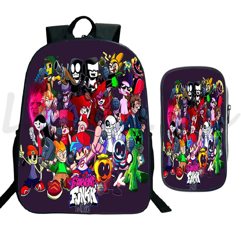 

Friday Night Funkin Backpack Teens 2 Pcs Set School Bags Bookbags Pen Bags Girls Boys Travel Knapsack back to school Bagpack