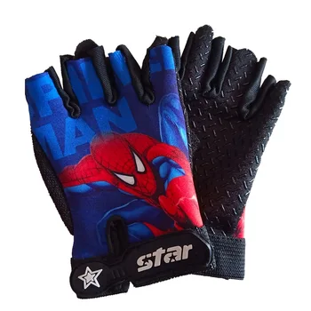 

Children half finger gloves sports baby gym gloves fingerless non slip fabric breathable cartoon spiderman also gifts for girls