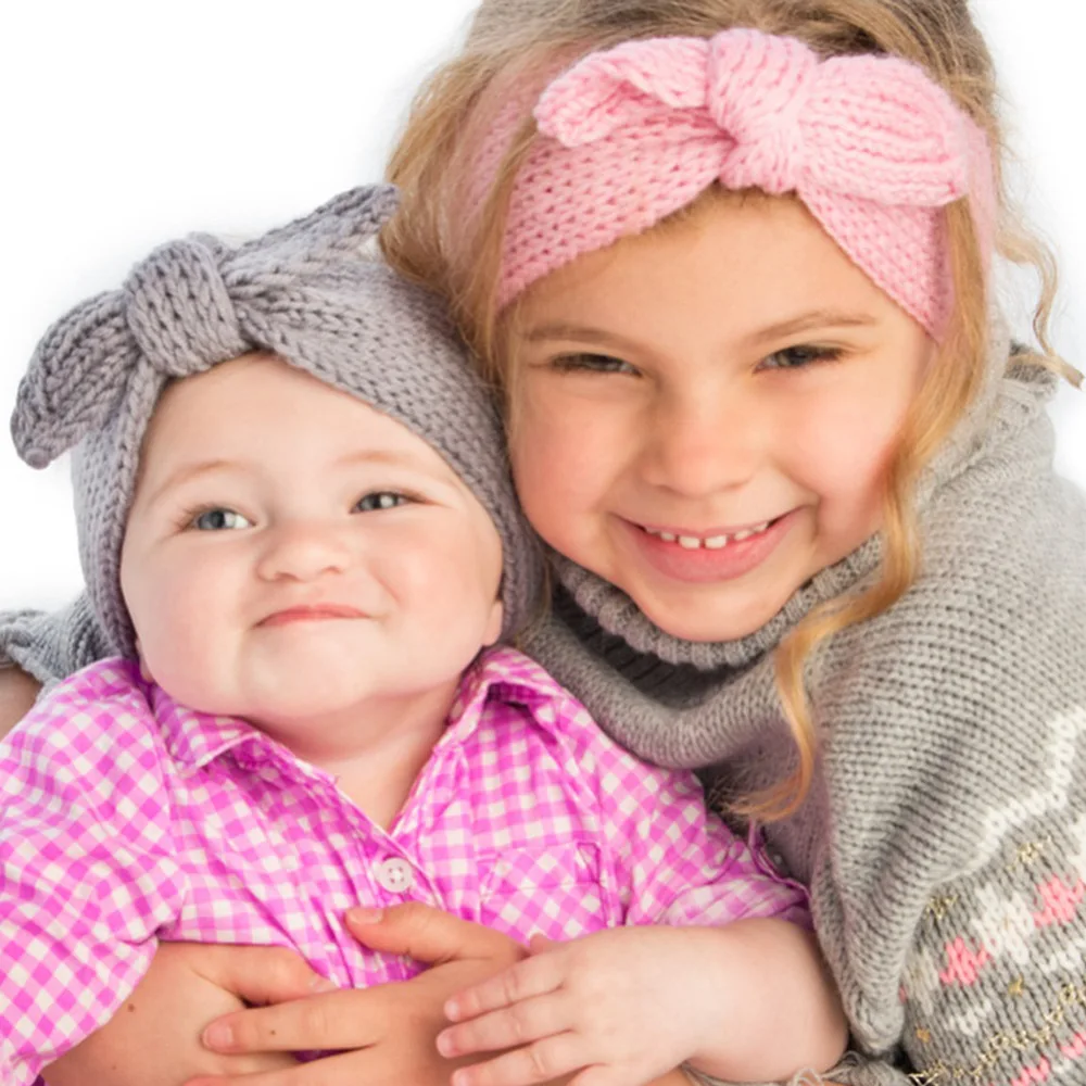 Зимняя повязка на голову для маленьких девочек; повязки на голову с заячьими ушками; повязка на голову для малышей; теплый вязаный тюрбан; повязка на голову для младенцев