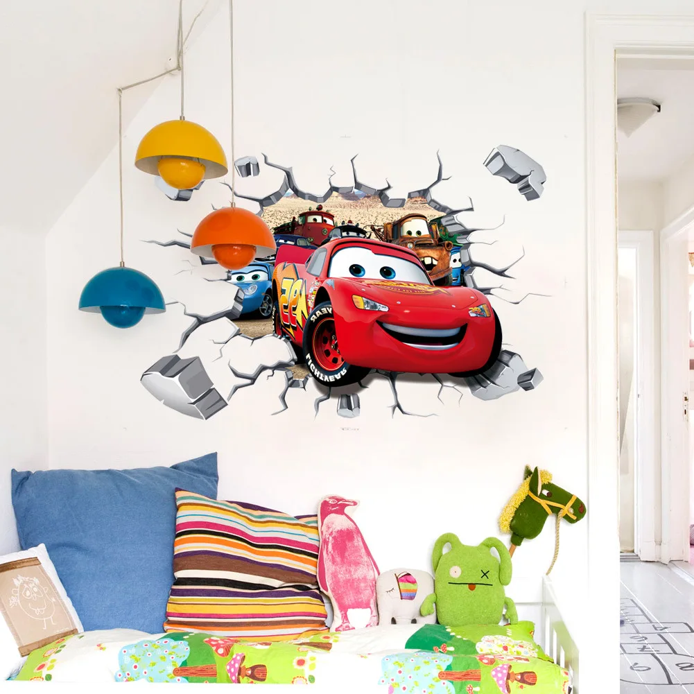 

Wall-StickersCartoon Large 3D Stereo Children's Room Decoration Sticker Car Mobilization Kindergarten Painting