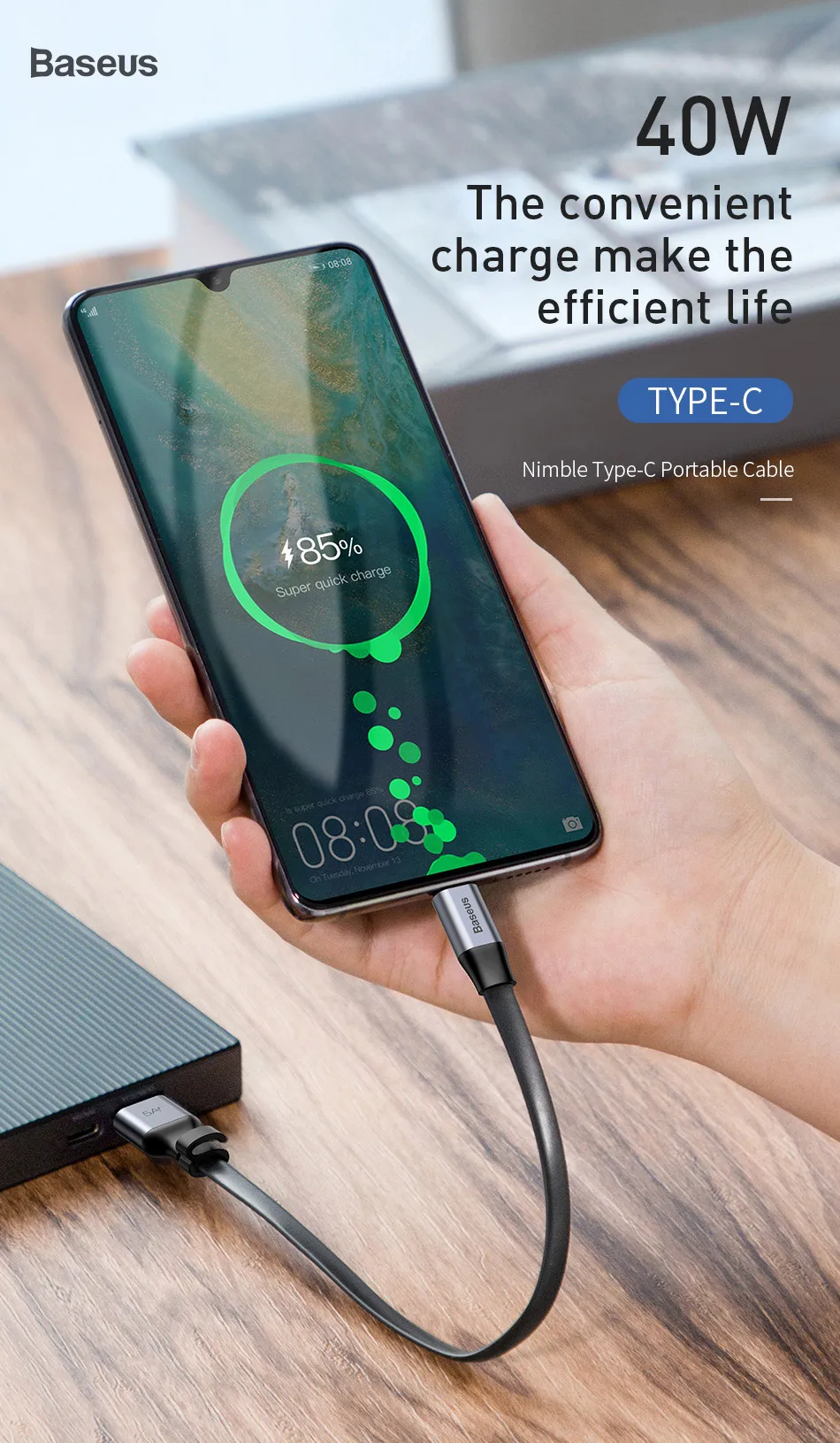 Baseus 5A Supercharge usb type C кабель для huawei P30 mate 30 Pro Портативный USB C кабель Quick Charge 3,0 Для Xiaomi 9 USB-C провод