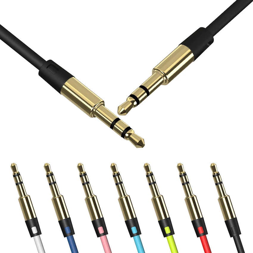 1m 3 5mm Aux Cable Gold Plated Jack Audio Cables for MP3 4 Car Headphone Phone Speaker Auxiliary Cord 100pcs