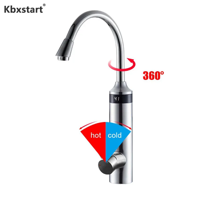 Kbxstart светодиодный Электрический смеситель для воды безрезервуарный