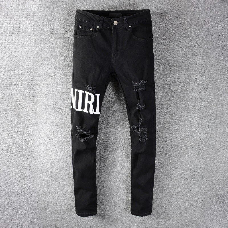 Pantalones vaqueros ceñidos informales para hombre, Jeans negros con letras, a la moda, para Club de baile, Otoño, 2020