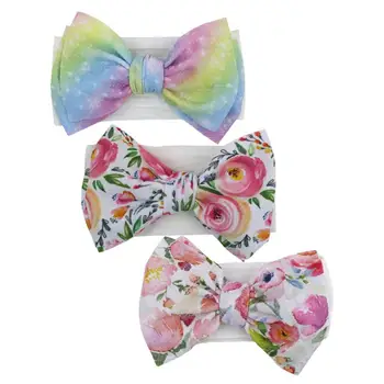 

3Pcs Baby Headbands Soft Toddler Infant Bow Turban Elastic Headwrap