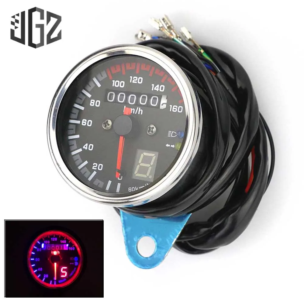 

12V Motorbike Instrument Tachometer Motorcycle Universal Retro Odometer With LED Backlight Indicator Light Speedometer Scooter