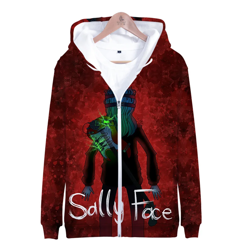 Женские повседневные толстовки с капюшоном Sally Face с 3D принтом, Женская толстовка с длинным рукавом Harajuku, куртка на молнии, толстовки, большие размеры