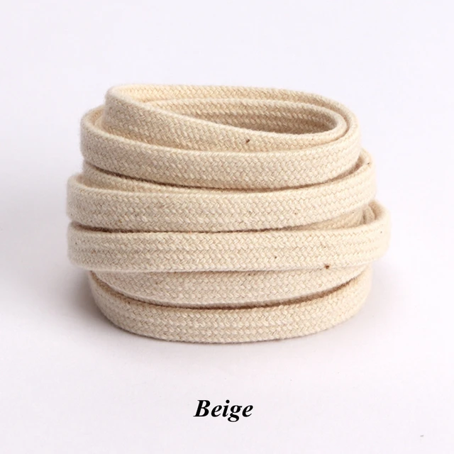 1 Pair Cotton Shoelaces 1970S High top Canvas Shoes Flat Shoe Lace Young Male And Female Students Black Shoelace For Sneakers Beige