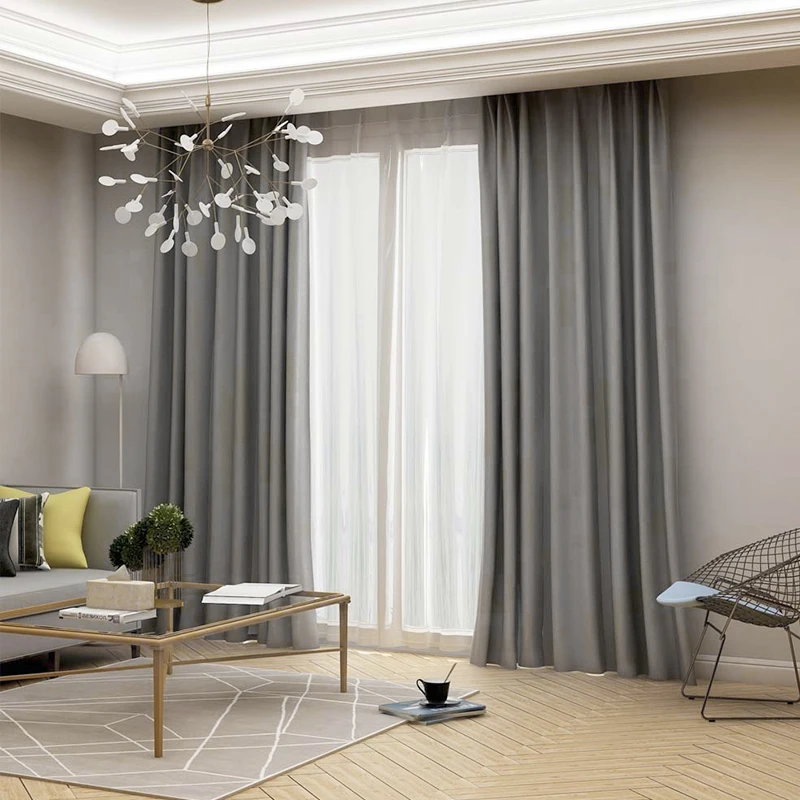High Shading Blackout Curtains For Bedroom Modern Thermal Insulating Solid Finished Curtains Living Room Window Treatment Drapes
