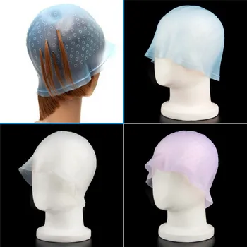 

1PC Professional Silicone Reusable Hair Colouring Highlighting Dye Cap Frosting Tipping Transparent Hair Dyeing Cap Salon Tools