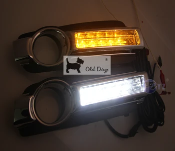 

2pcs For Mitsubishi Pajero 2015 2016 2017 2018 LED DRL Daytime driving Running Lights Daylight with turn signal Fog Lamp cover