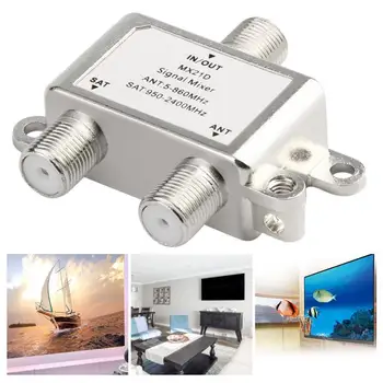 

2 in 1 2 Ways Satellite Splitter TV Signal Cable TV Waterproof Signal Mixer SAT/ANT Diplexer Light-weight & Compact
