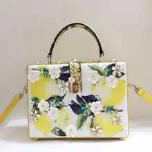 Женская сумка с принтом лимонов и бриллиантов, шкатулка, сумка, сумка, Диагональная Сумка, желтая сумка с фруктами