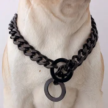 

Gold Dog Collar Chain with Steel Buckle Width, Stainless Steel Cuban Link Slip Chain Training Collar Necklace WXV Sale