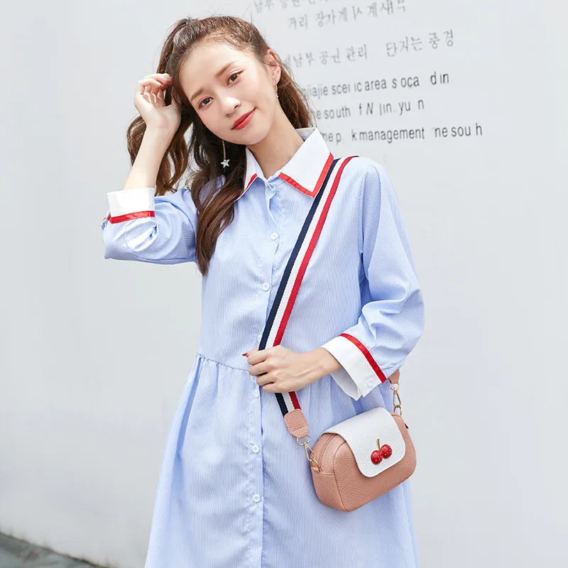

Small Bag 2019 Korean-style New Style Simple WOMEN'S Bag Crossbody Bag Embossed Leather Cherry Square Sling Bag Fashion