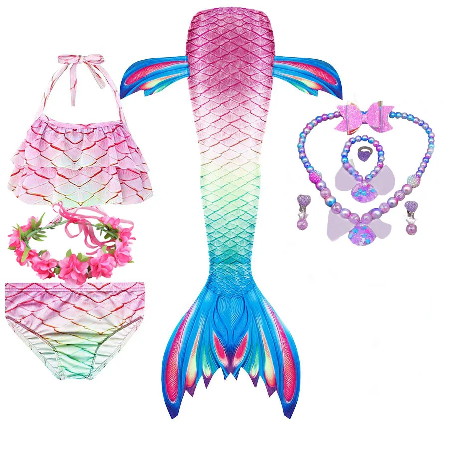 elvira costume Haojxuanyu Children Mermaid Swimwear Girls Pink Blue Bikini Set Kids Swimsuit Cosplay Mermaid Tail Costume for Swimming morticia addams dress Cosplay Costumes