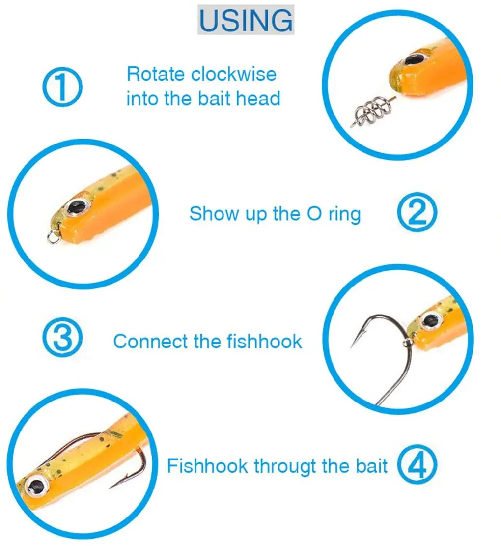 50 or100pcs/Lot Spring Lock Pin Crank Hook Fishing Connector 7MM-42MM Stainless Steel Swivels&Snap Soft Bait Accessories