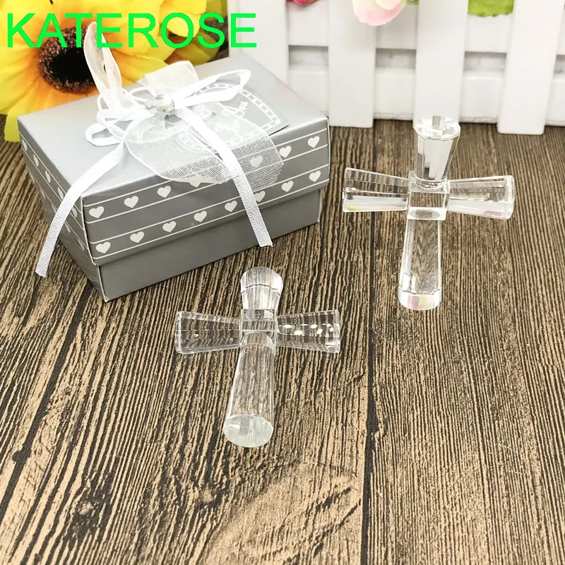12PCS Religious Party Giveaways Choice Crystal Collection K9-Crystal Cross Figurines Wedding Party Return Gift