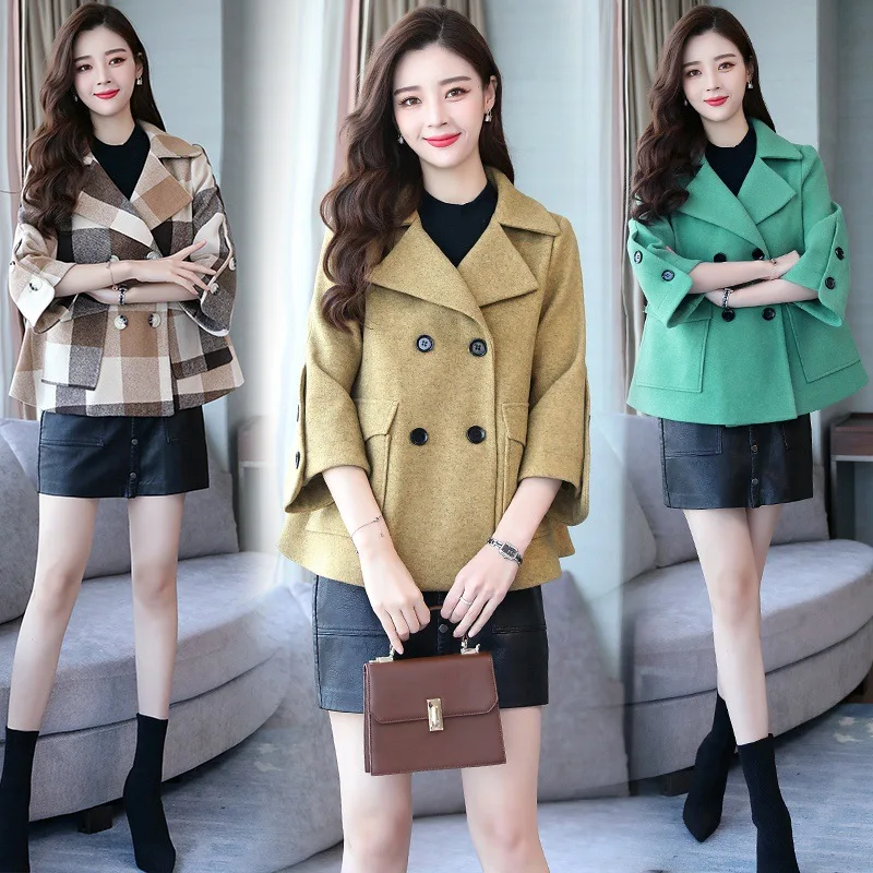 

Plaid Trend Joint Elegant Fashion Casual Long-sleeved Cardigan 2018 Winter Woolen Jacket