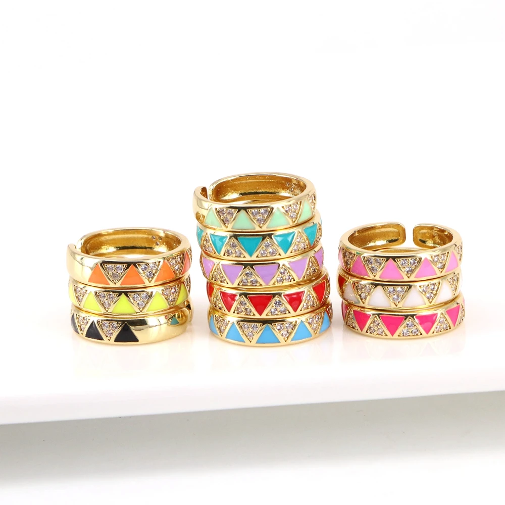 

10PCS, Punk Gold Color Geometric Shape Rings Wedding CZ Enamel Ring For Women Goth Geometric Shape Multilayer Rings Jewelry