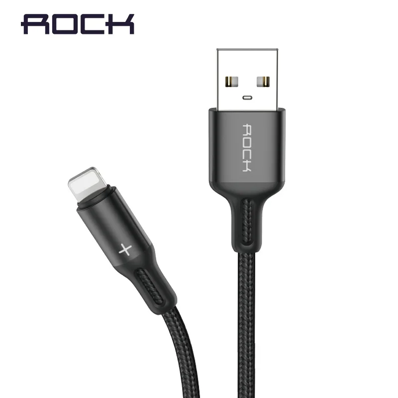 ROCK USB кабель для iPhone Xs Max Xr X 8 7 6 6 S 5 5S iPad 2.4A Быстрая зарядка зарядное устройство для мобильного телефона кабель для освещения провод шнур 1 м