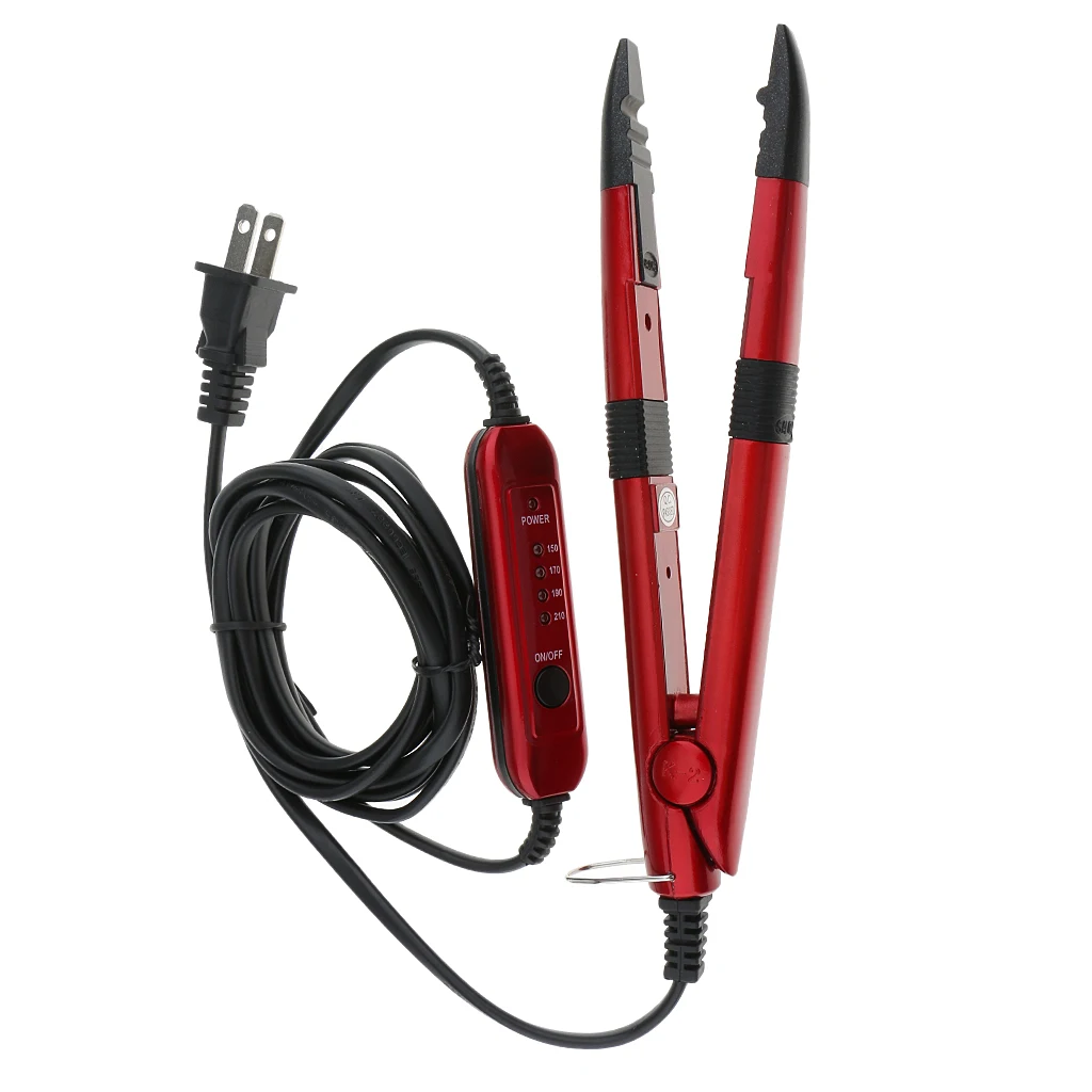 Salon Home Use Hair Extension Sewing Fusion Glue Gun Iron Connector Makeup Tool US Plug Red