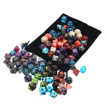

105 Pcs/Set Polyhedral Dice with Bag D4 D6 D8 D10 D10 D12 D20 Multi Sides Dice for Board Game Cube Party Table Board Games