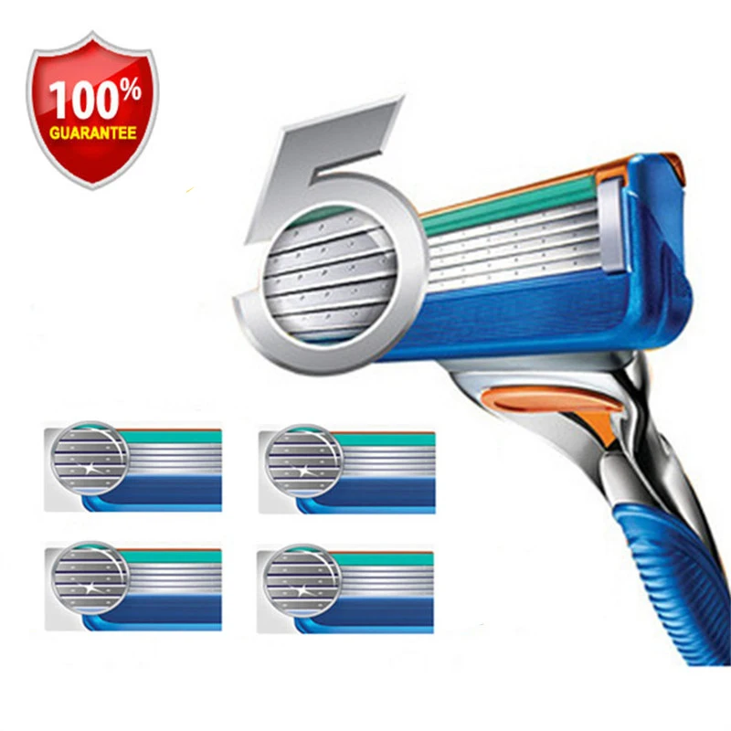 100-High-quality-face-care-shaving-razor-blades-for-men-5-blades-to-save-4pcs-pack - 副本