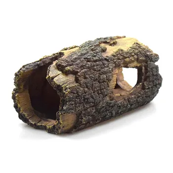 

Out Small House Mini Non Toxic Betta Fish Artificial Sleep Rest Log Resin Underwater Tree Trunk Ornament Landscape
