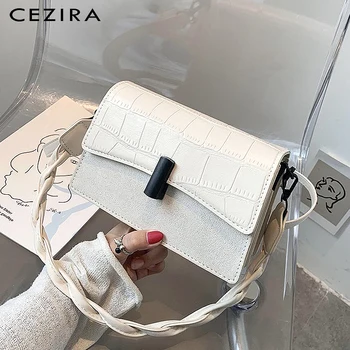 

CEZIRA Luxury PU Vegan Leather Women Crossbody Bags Fashion Crocodile Pattern Flap Bag Female Small Handbags Shoulder Bag Purses