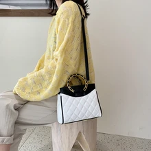 Ранняя осень петля сумки Tide текстура ромбовидная решетка стиль большой емкости одного плеча сумки через плечо для женщин