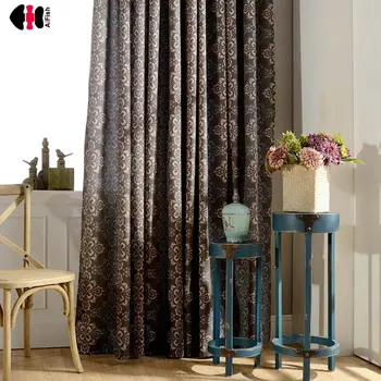 

Mediterranean Classical Jacquard Curtain For Bedroom Living Room Blackout Bay Window Drapes wp411C