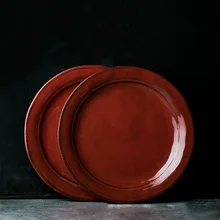 Континентальная обеденная тарелка керамическая тарелка для стейка Западная еда большое красное блюдо домашняя креативная посуда для завтрака