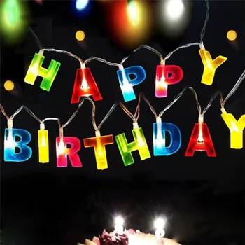 

LED Letter lights Happy Birthday Words String lights AA Battery Operated String Lamp Indoor Birthday Party Decorations
