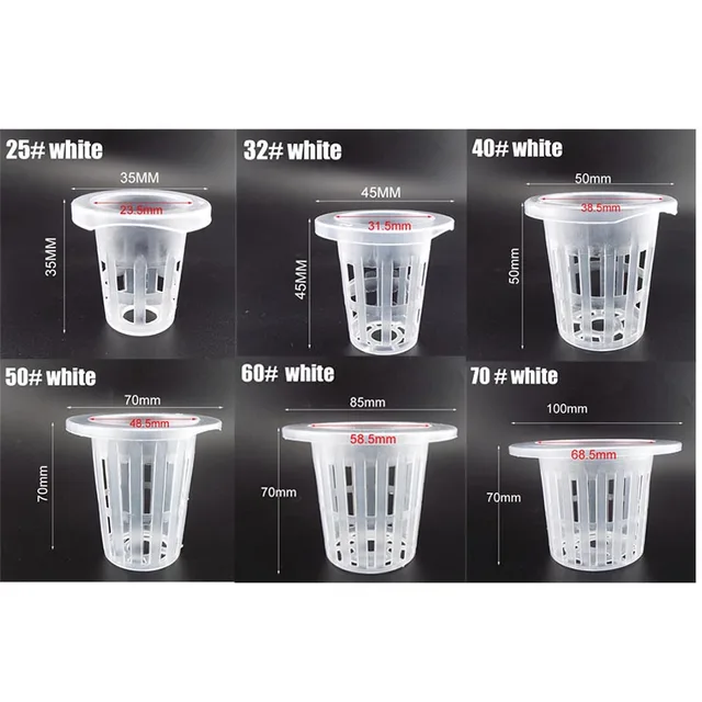 50 Db Növény Termesztett Edények Nettó Óvodai Kupa Hidroponikus Kolonizáció Háló Műanyag Kosár Tartó Aeroponikus Zöldség Ültetés - Image 2