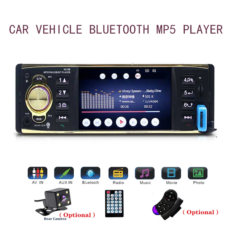 

TOSPRA 4.1inch Car Multimedia Player Autoradio 1 din Audio Stereo Bluetooth Support Rear view Camera Steering Wheel Contral
