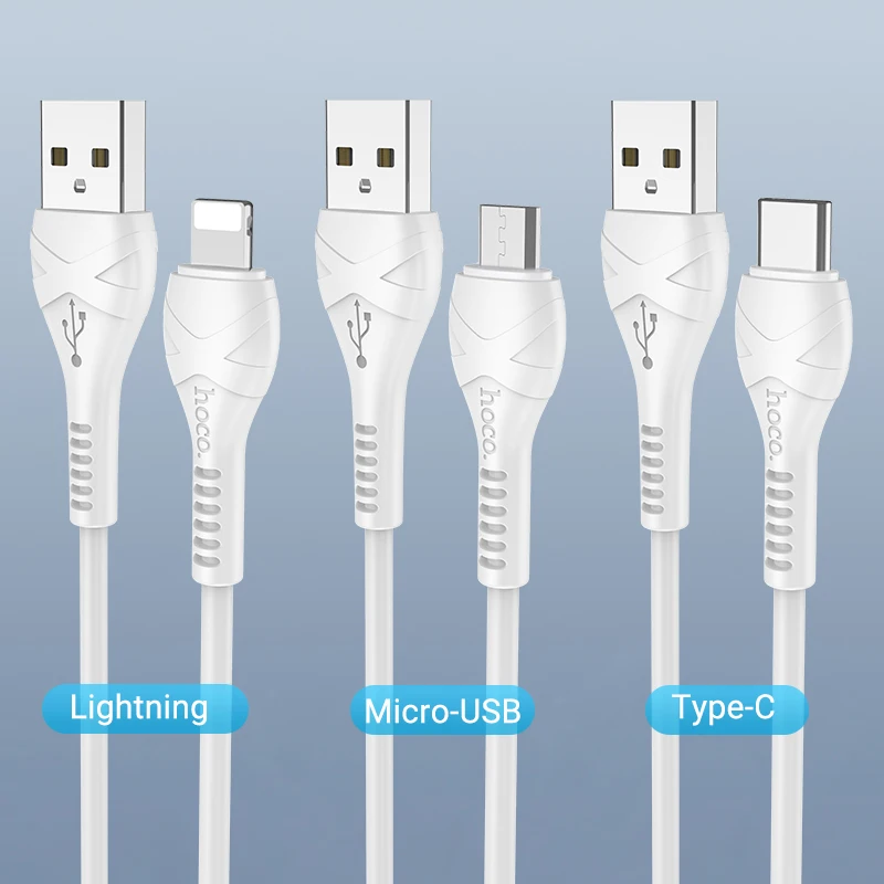 hoco зарядный кабель для lightning Micro USB C Type C 2.4A передача данных провод 1м PVC зарядка адаптер для iPhone Android шнур для айфона айпада лайтнинг юсб тип с микро юсби зарядник для Самсунг Ксяоми Сяоми Андроид