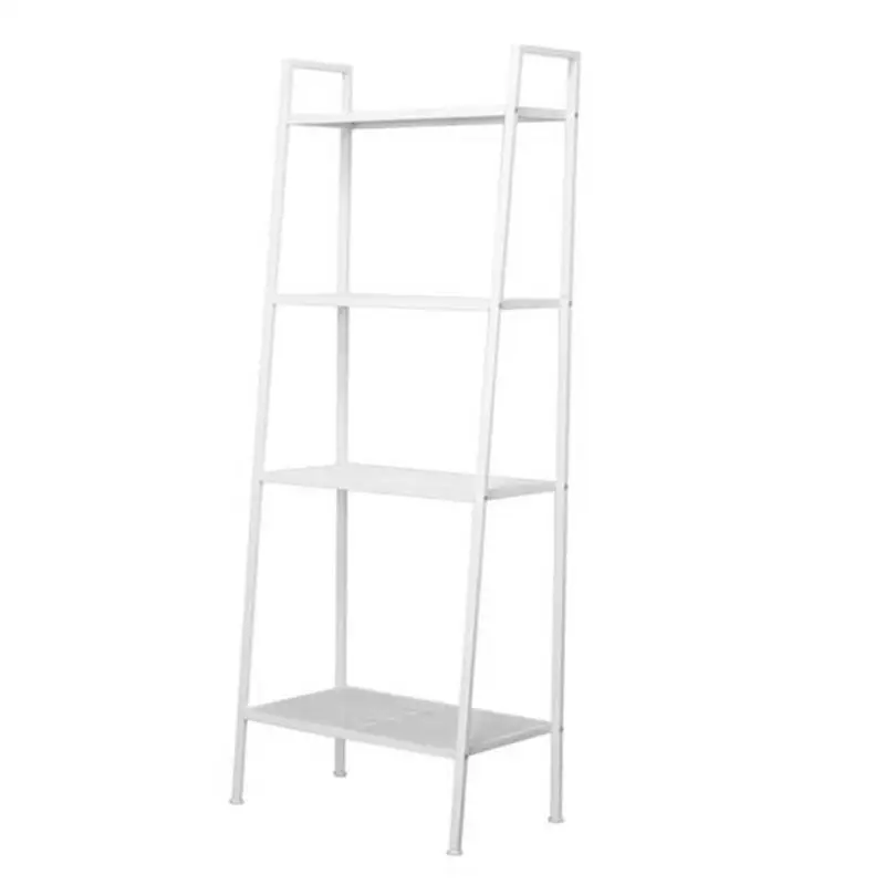 Modern Simple Widen 4 Tiers Iron Bookshelf Book Storage Bookcase(Black