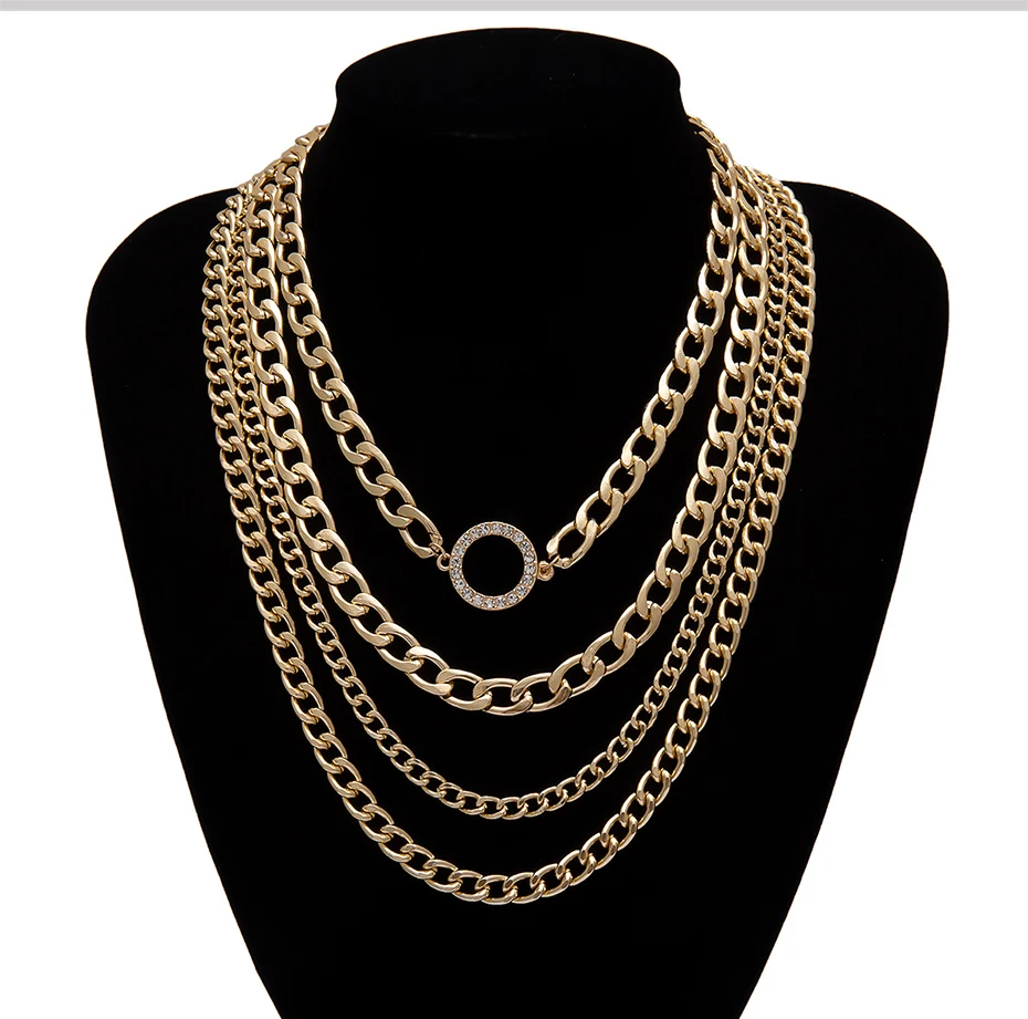 SHIXIN, панк, Майями, кубинская цепочка, ожерелье, массивное золото/серебро, многослойное колье, ожерелье для женщин, хип-хоп, массивное ожерелье
