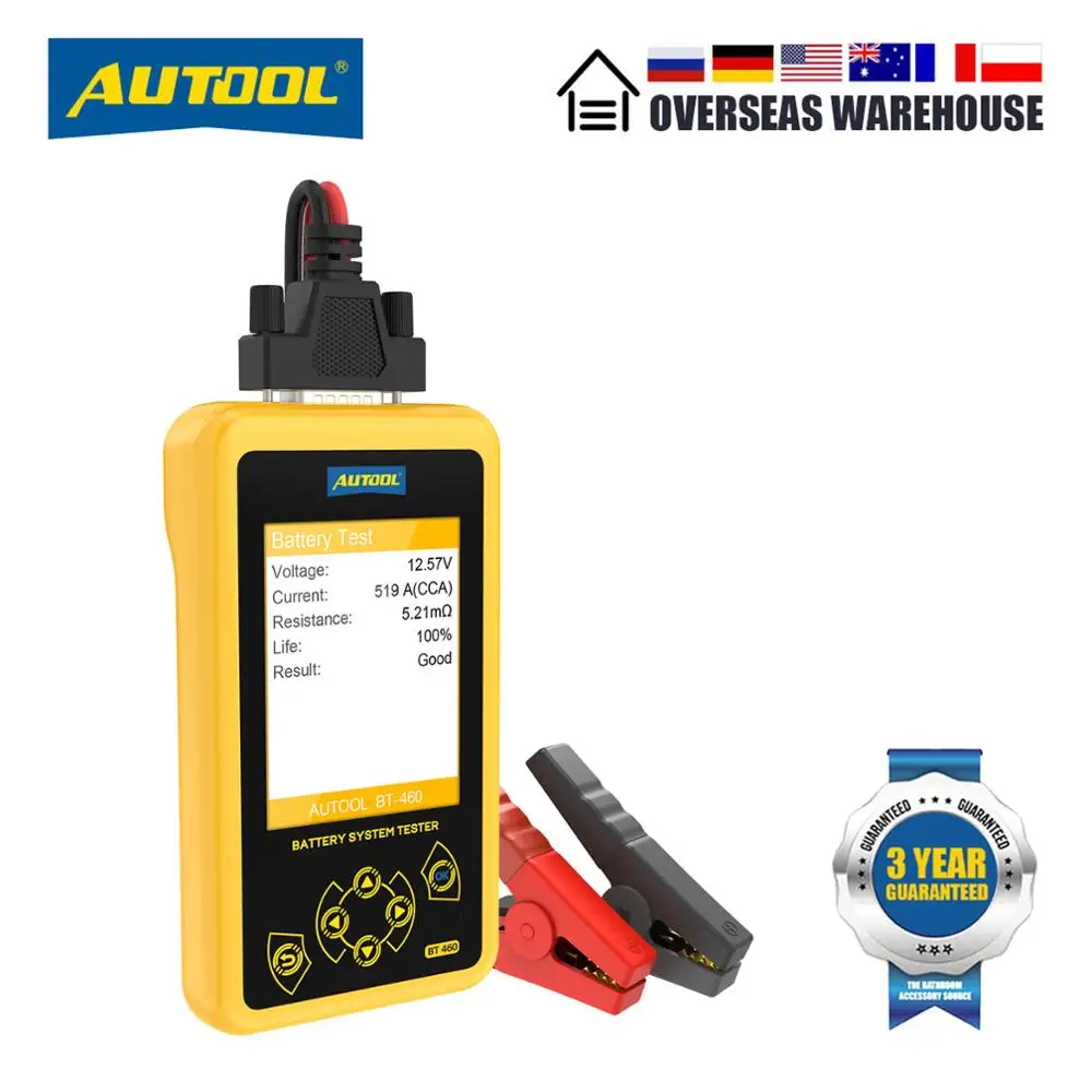 AUTOOL BT460 Car Battery Tester Automotive Goods 12V 24V  Load Tester Auto Battery Analyzer Charging Cranking System Tester
